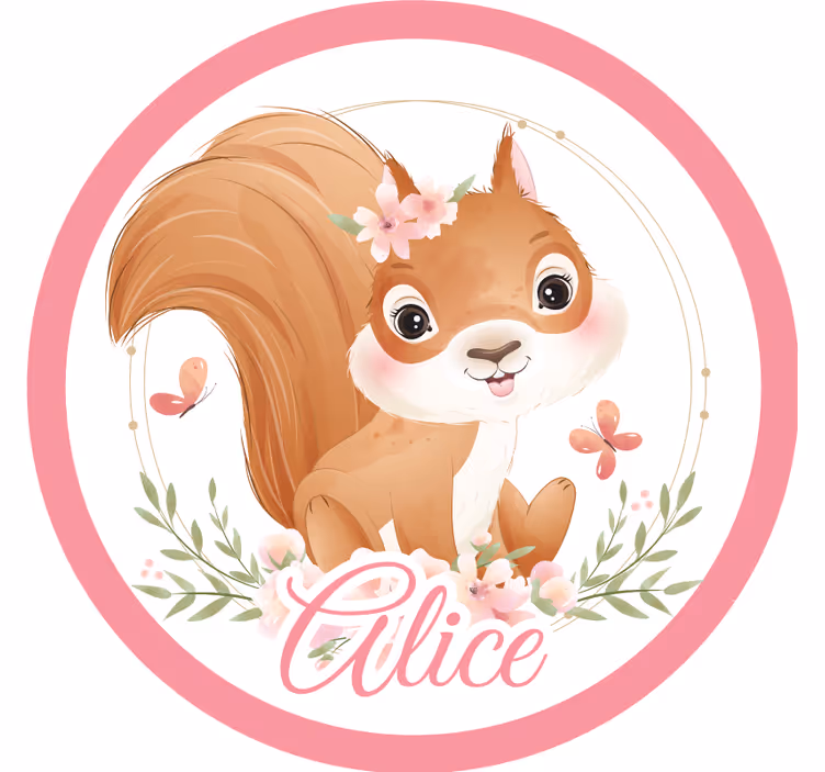 Personalised coasters with cute squirrel design - TenStickers