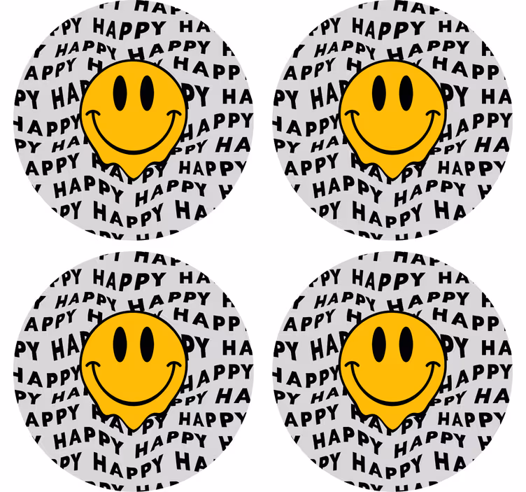 Big smiley happy face vintage coaster - TenStickers