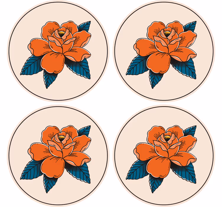 Colourful retro rose design vintage coaster - TenStickers