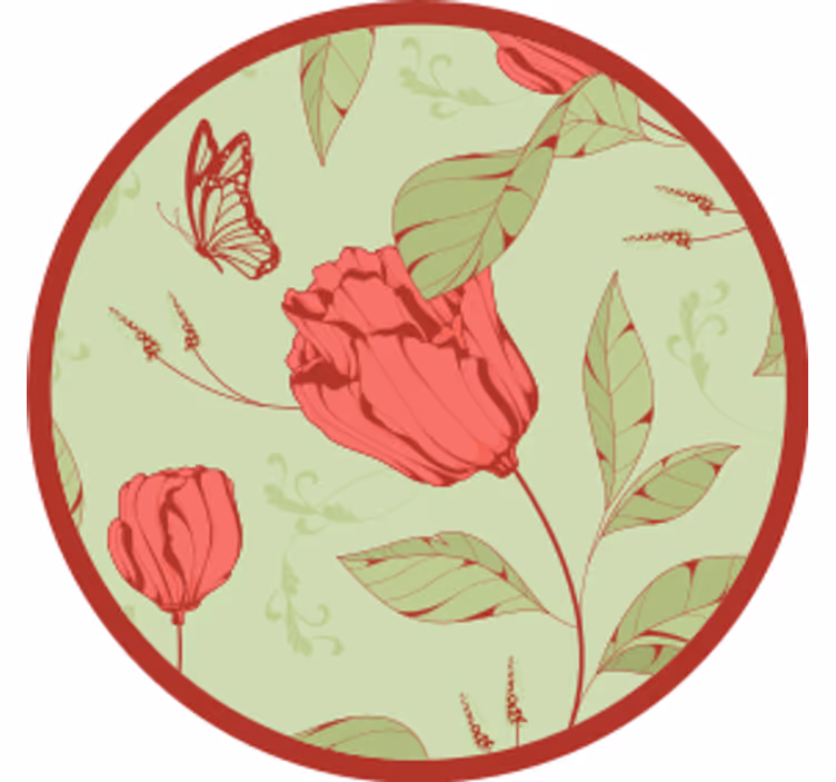 Modern coasters floral design with butterfly - TenStickers