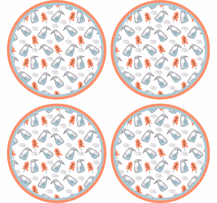 Cute minimalistic penguins with trees coaster - TenStickers