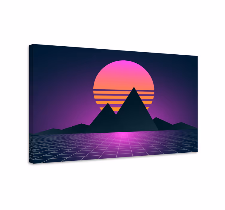 Synthwave Mountainscape retro canvas - TenStickers