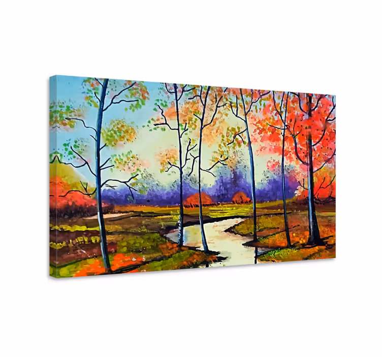 Landscape canvas autumn river view - TenStickers
