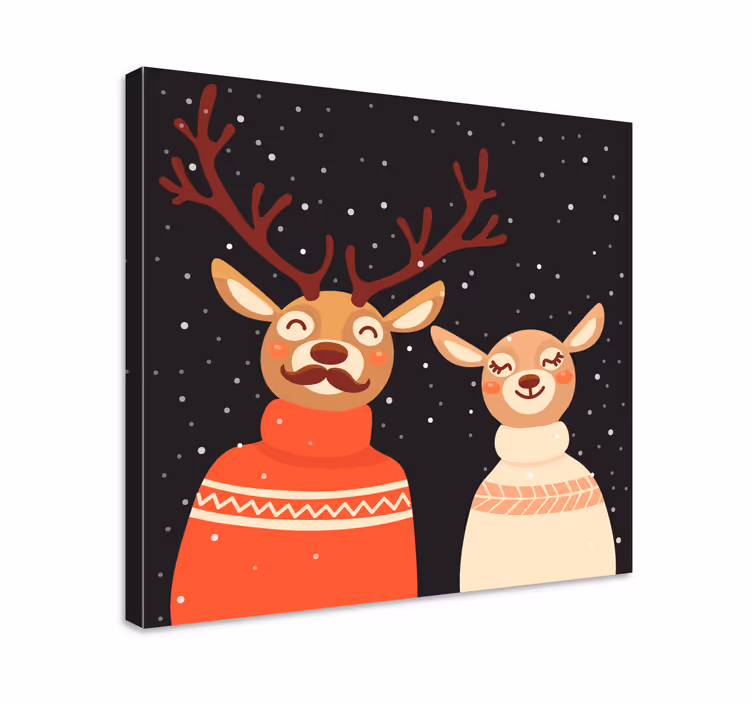 Stag canvas festive reindeer pair - TenStickers