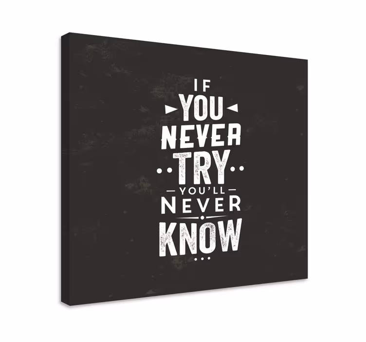 Quote never try never know motivational canvas - TenStickers