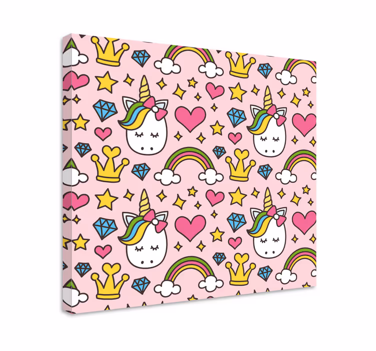 Cute unicorn pattern unicorn pictures framed - TenStickers