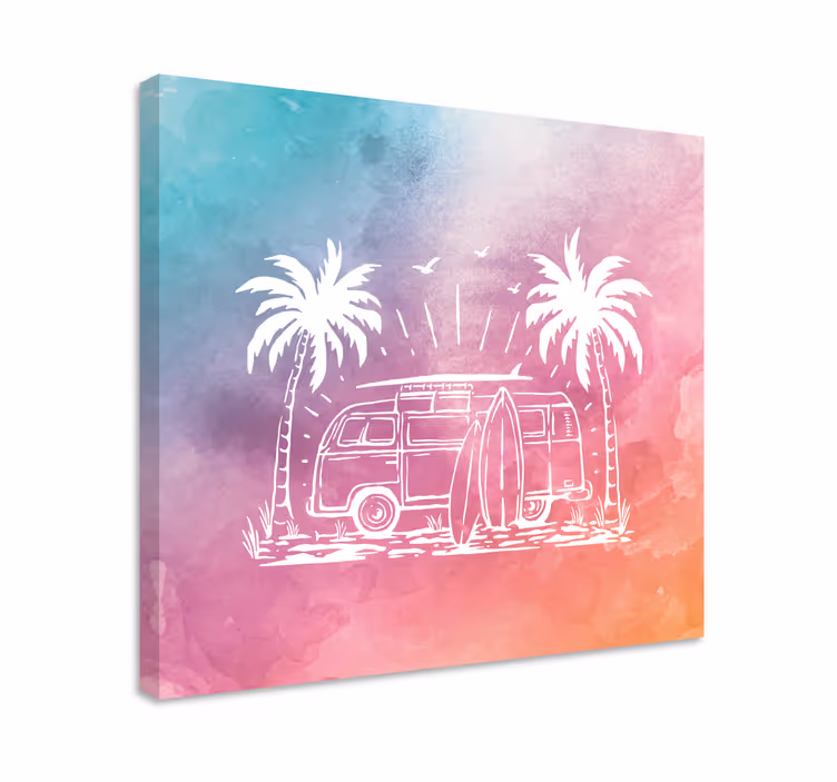 Cityscape wall art retro surf van - TenStickers