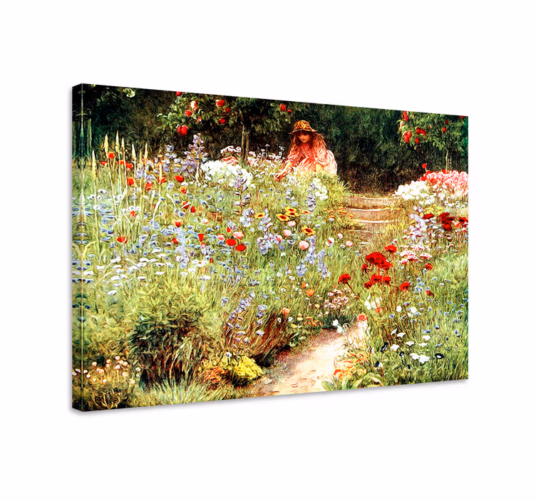 Flowers canvas girl in bloom - TenStickers