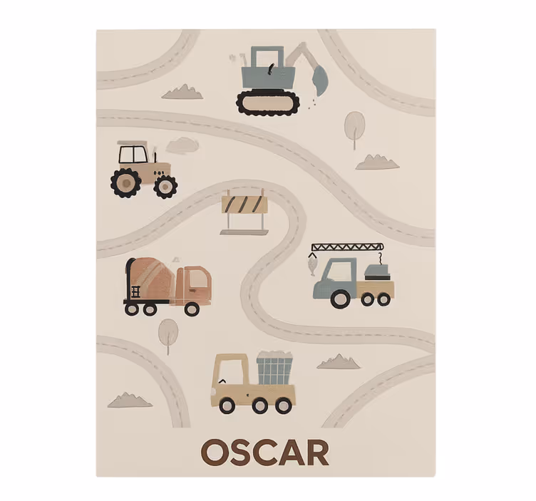 Custom beige construction kids vinyl rug - TenStickers