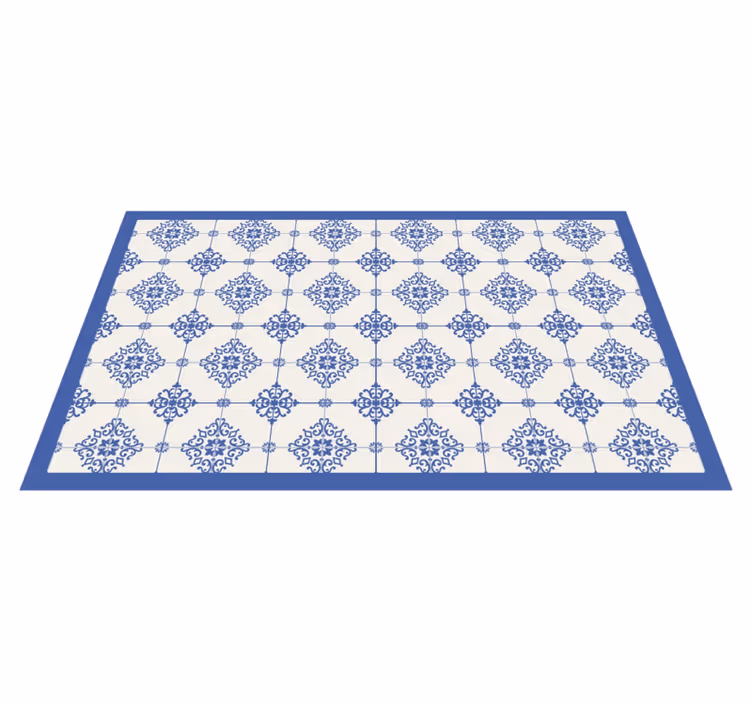 Moroccan beige tiles blue vinyl rug - TenStickers