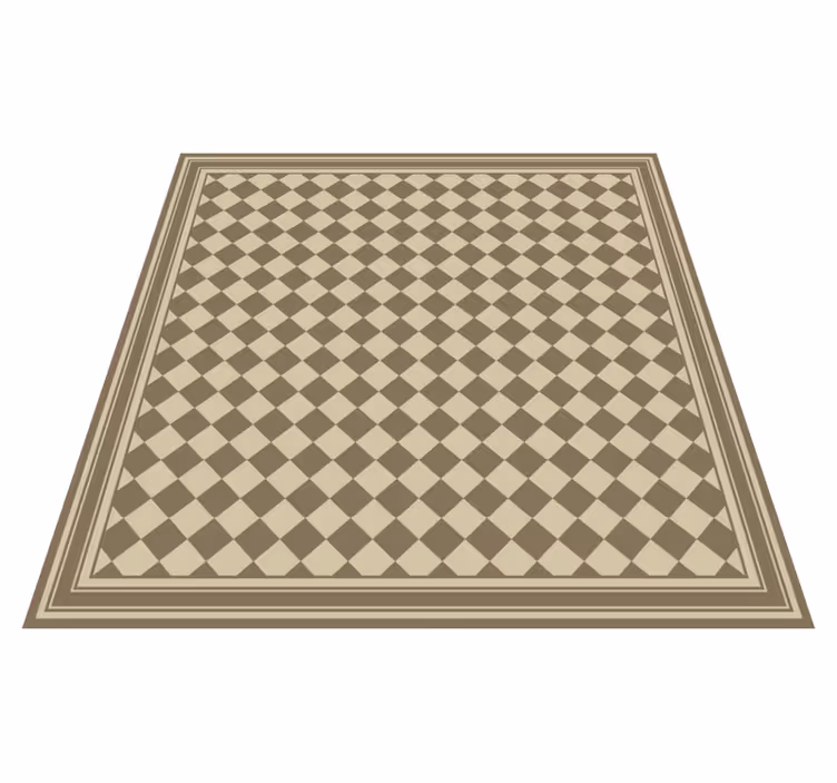 Brown Diamond Grid dining room vinyl rug - TenStickers