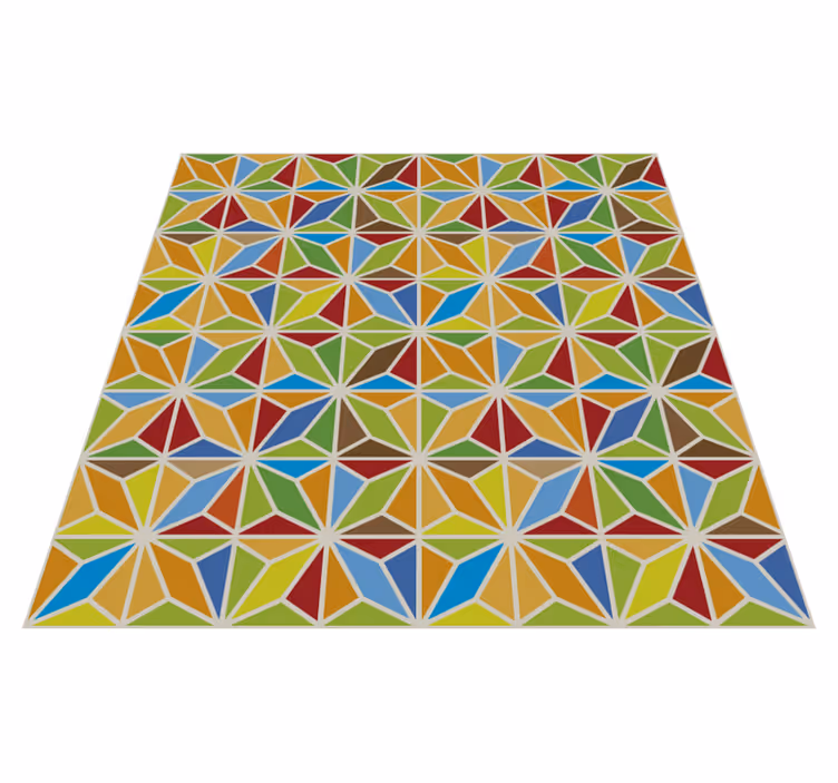 Kaleidoscopic Geometric Tile dining room vinyl rug - TenStickers