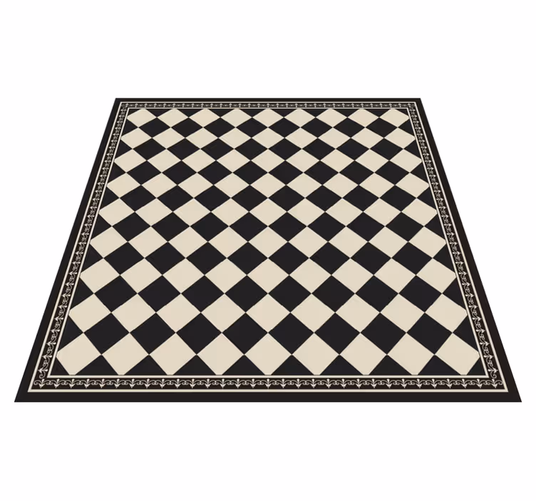 Living room vinyl rug in black checkerboard design - TenStickers