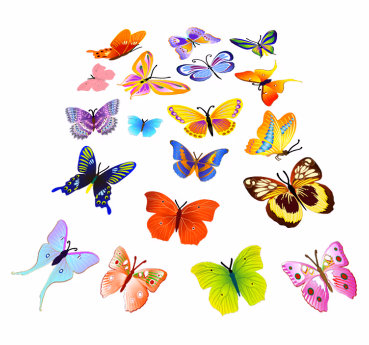 Animal vinyl rug multicolor flying butterflies - TenStickers