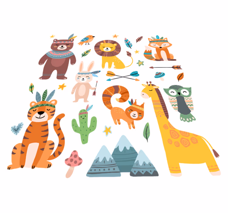 Baby wild animals animal vinyl rug - TenStickers