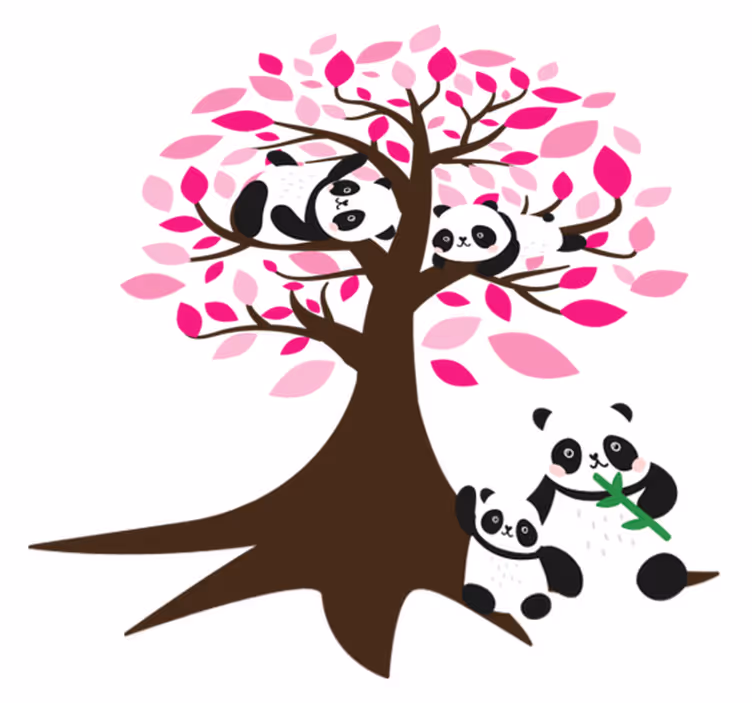 Animal vinyl rug featuring a tree with pandas - TenStickers