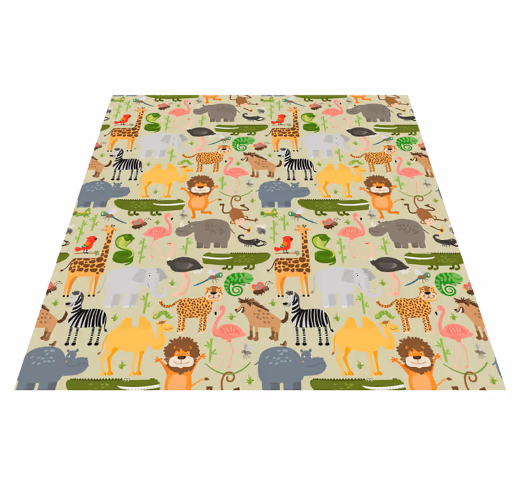 Animal vinyl rug with jungle animal design - TenStickers