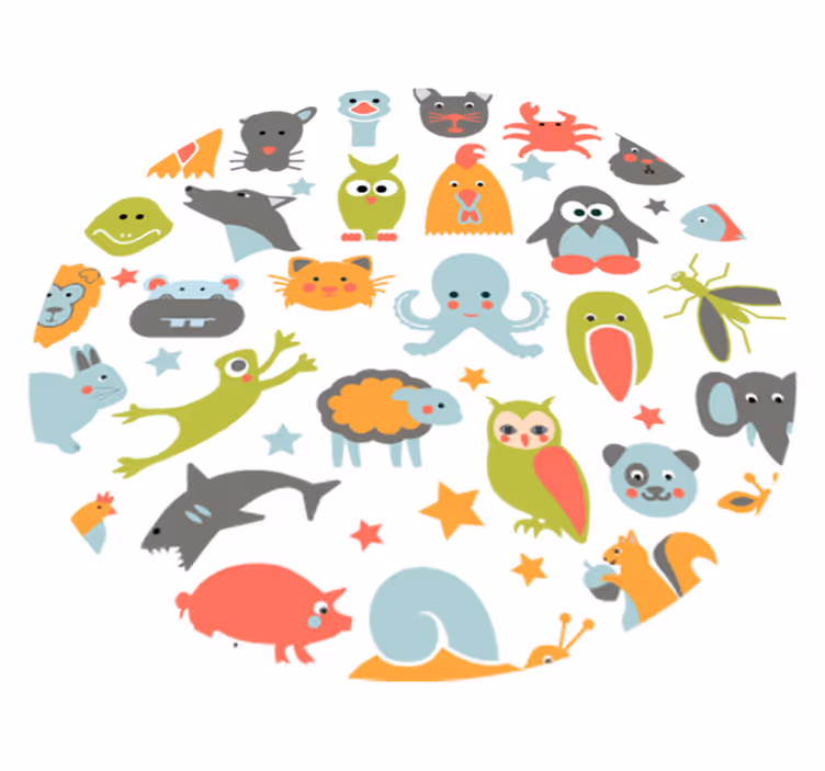 Animal vinyl rug featuring animals in a circle - TenStickers