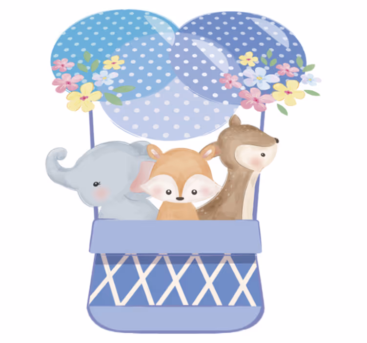 Animal vinyl rug watercolor animals balloon - TenStickers