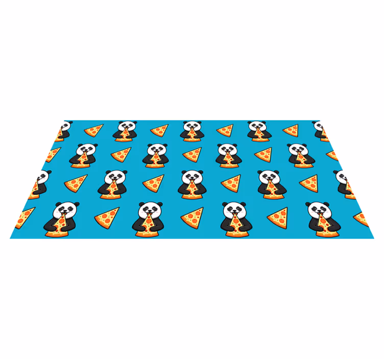 Panda eating pizza animal vinyl rug - TenStickers