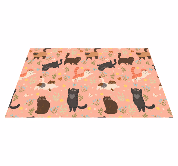 Animal vinyl rug with seamless cat pattern - TenStickers