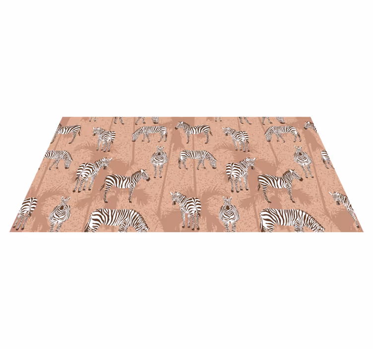 Animal vinyl rug zebra and brown palm design - TenStickers