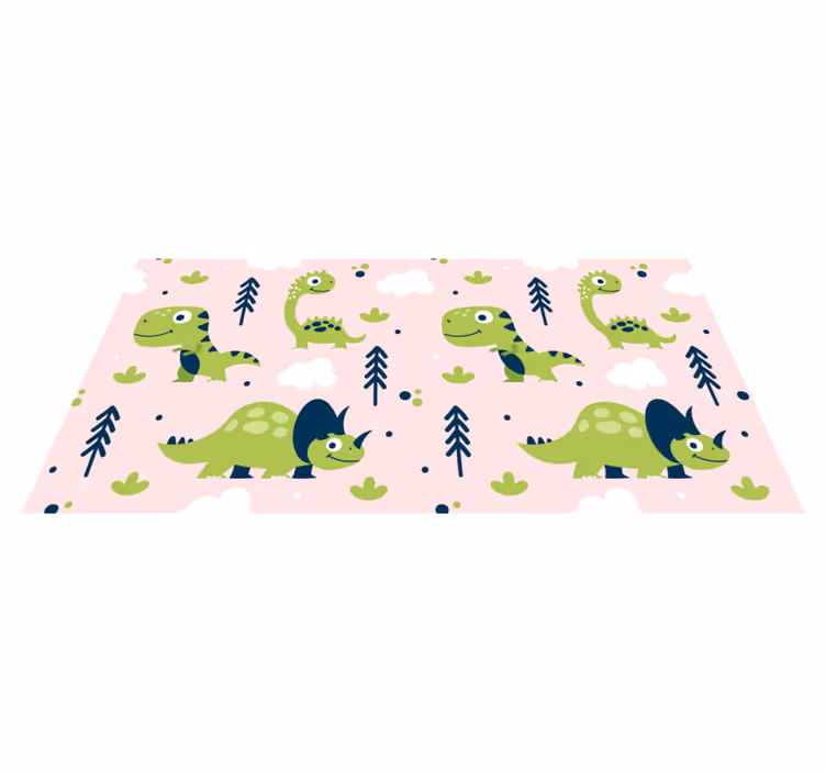 Little green dinosaurs animal vinyl rug - TenStickers