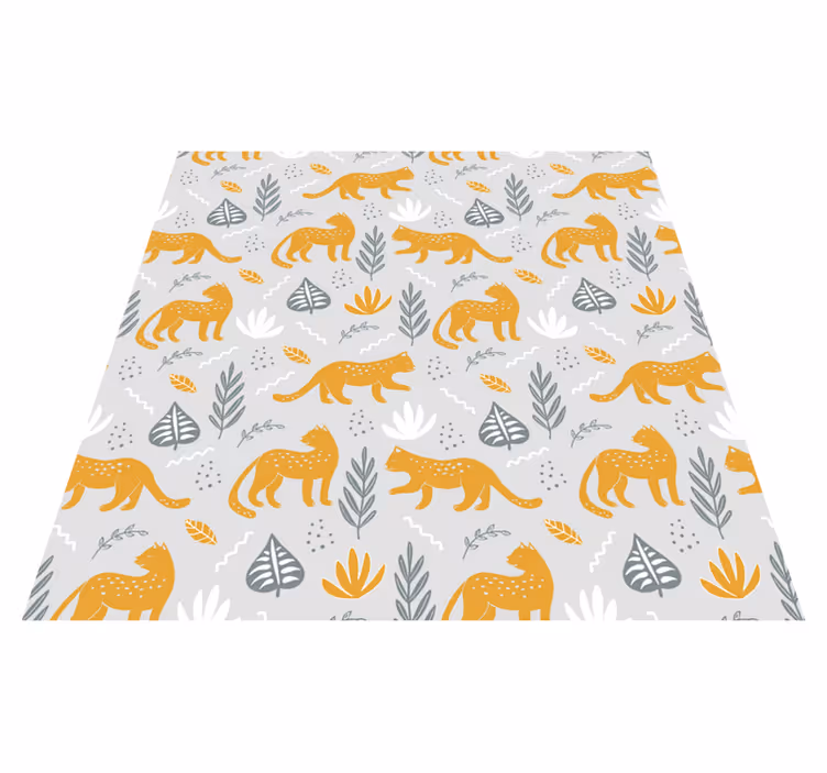 Animal vinyl rug leopard walk light background pattern - TenStickers