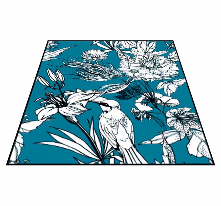 Animal vinyl rug with elegant white wild birds pattern - TenStickers