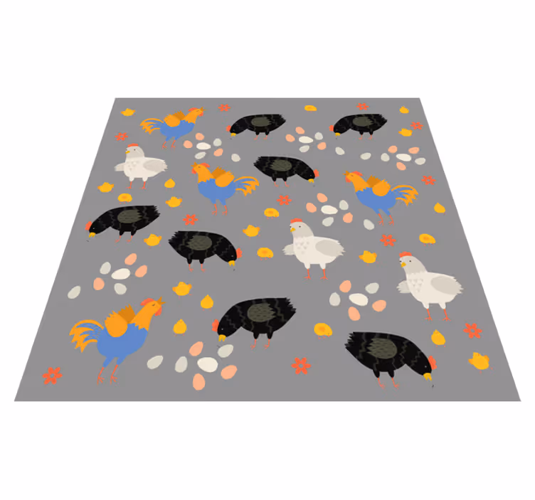 Animal vinyl rug chickens in the pen design - TenStickers