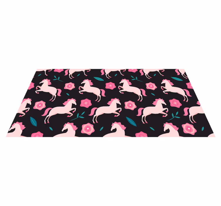 Animal vinyl rug with floral horse design - TenStickers