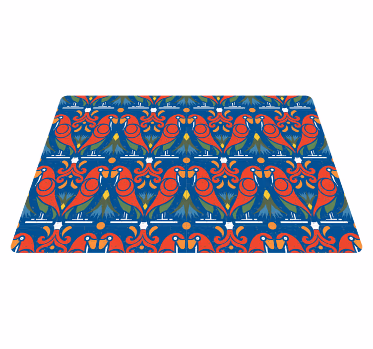Animal vinyl rug floral design on blue background - TenStickers
