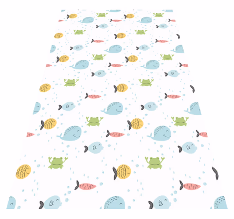 Animal vinyl rug with colorful fish on white background - TenStickers