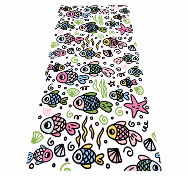 Animal vinyl rug with multicolored fish pattern - TenStickers