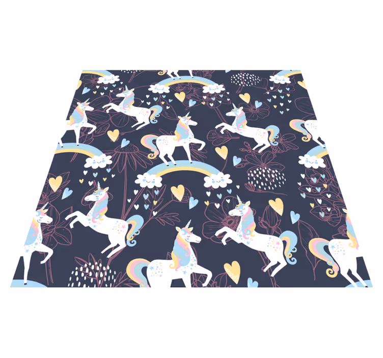 Animal vinyl rug with pink unicorn floral design - TenStickers