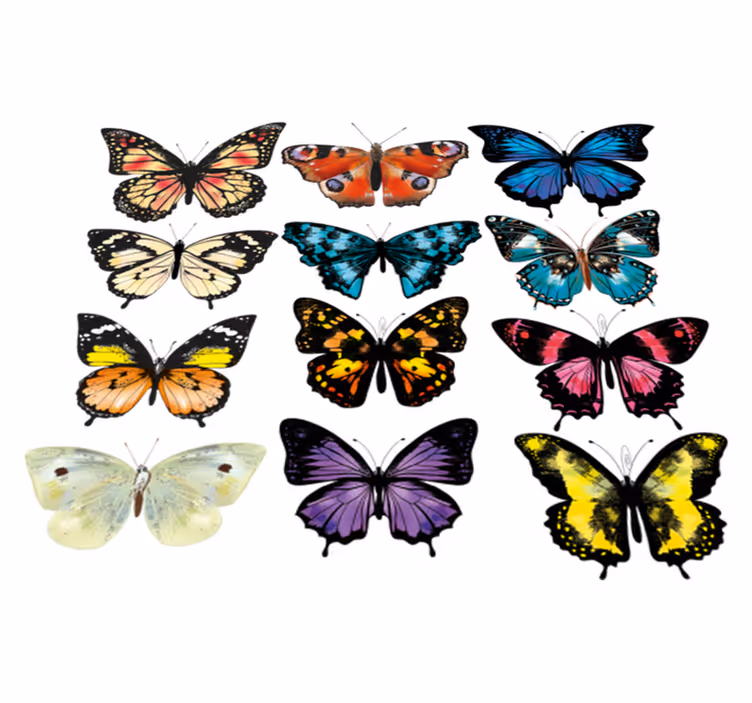 Animal vinyl rug with butterfly illustration - TenStickers