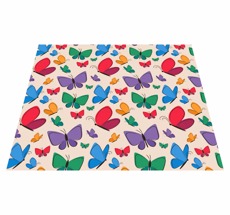 Lively butterfly design animal vinyl rug - TenStickers