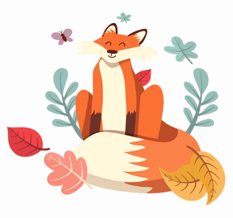 Animal vinyl rug smiling fox design - TenStickers