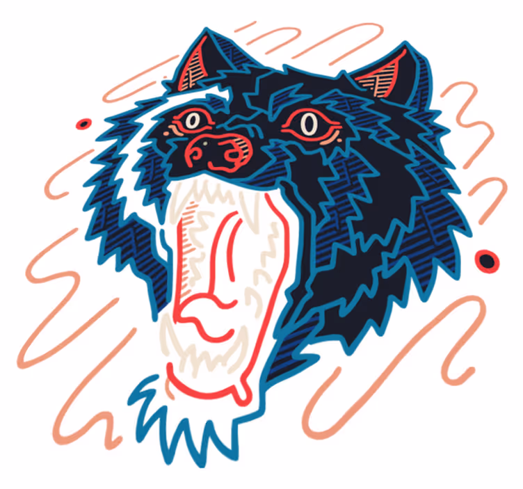 Animal vinyl rug howling wolf design - TenStickers