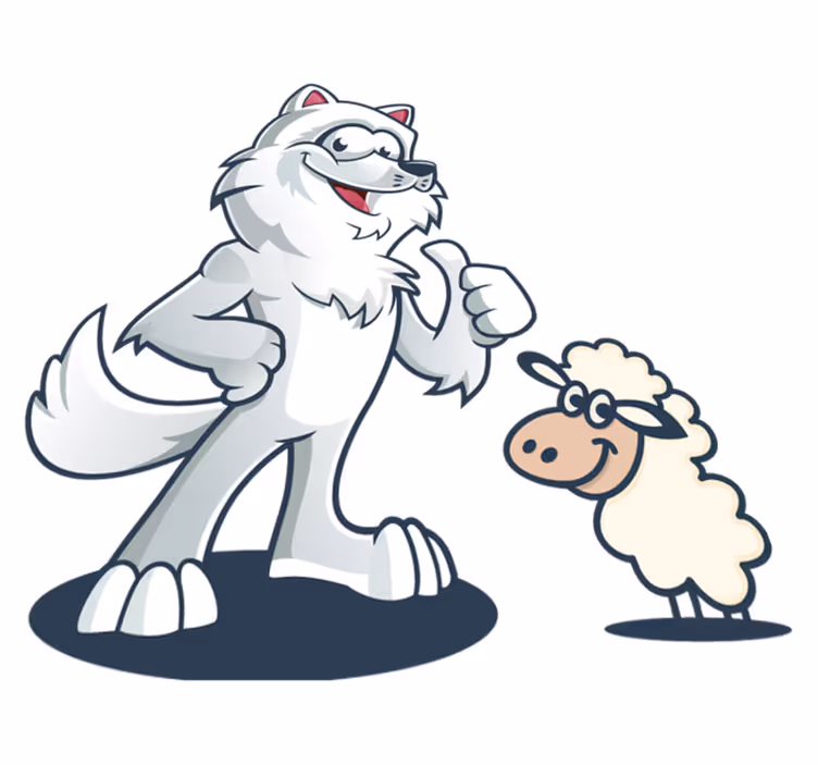 Animal vinyl rug joyful wolf character - TenStickers