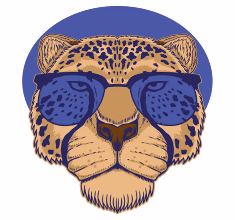 Animal vinyl rug leopard in glasses - TenStickers
