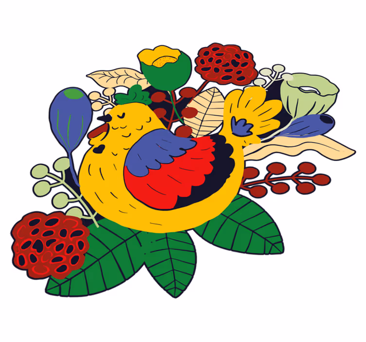Colorful bird floral animal vinyl rug - TenStickers