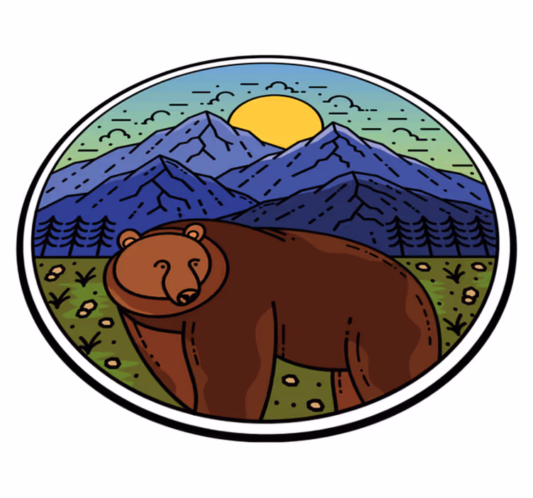Bear in landscape animal vinyl rug - TenStickers