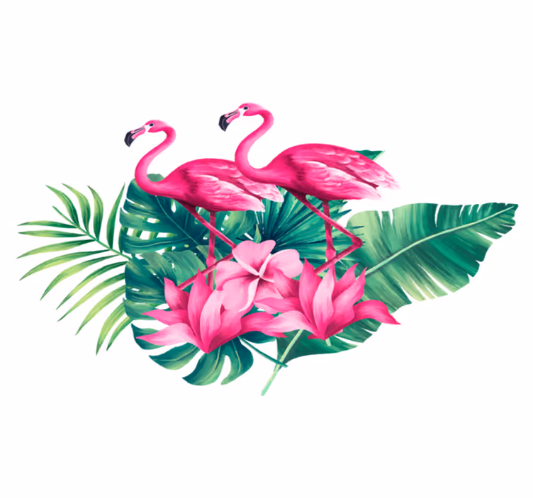 Animal vinyl rug flamingos and foliage design - TenStickers