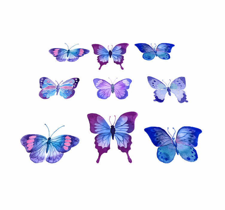 Animal vinyl rug with vibrant butterfly designs - TenStickers