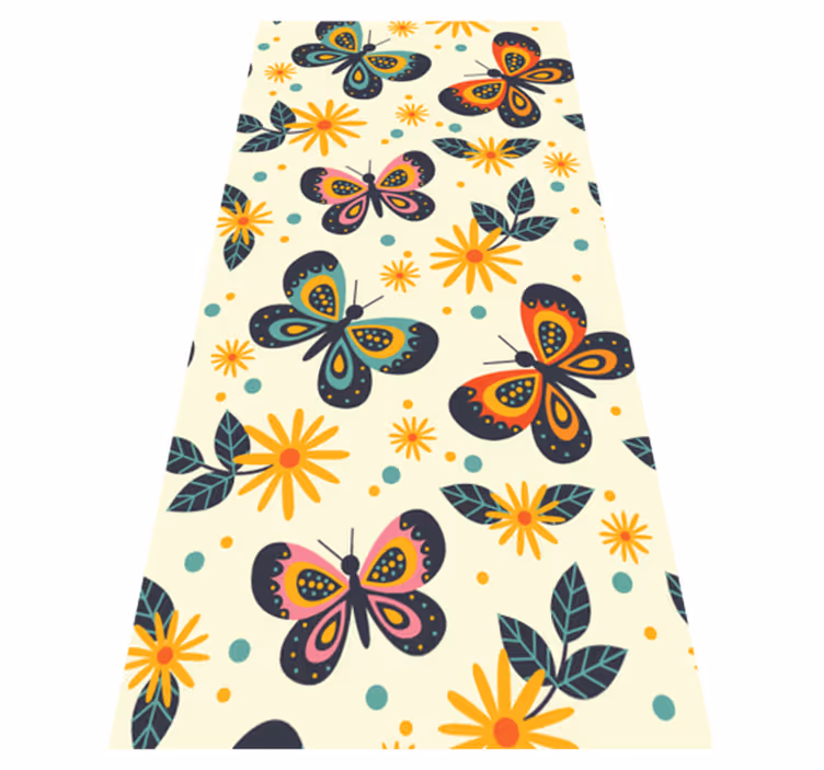 Animal vinyl rug with colorful butterfly designs - TenStickers