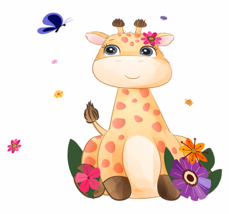 Animal vinyl rug wild africa giraffe girl - TenStickers