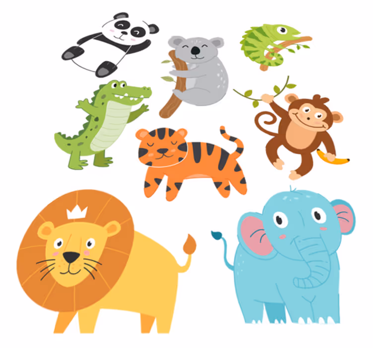 Animal vinyl rug hand drawn autumn creatures - TenStickers