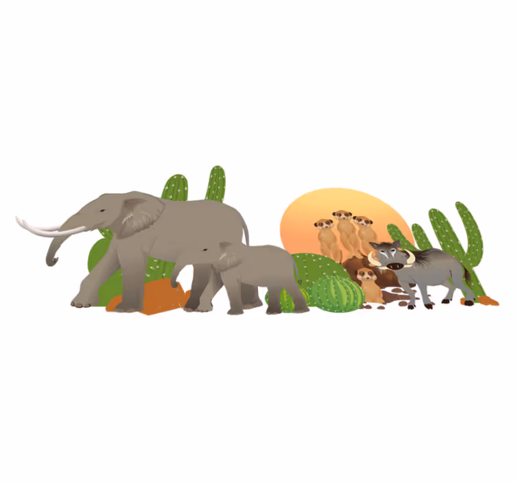 Animal vinyl rug safari animal scene - TenStickers