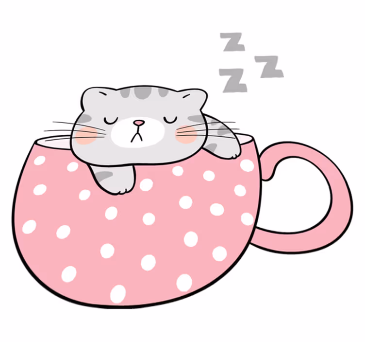 Animal vinyl rug sleeping cat cup - TenStickers